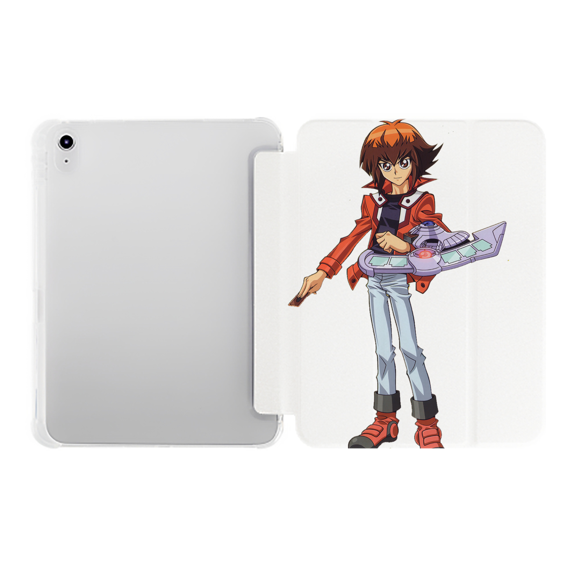 （画像用） 遊☆戯☆王 Yu-Gi-Oh! IPad ケース ペン収納付き 三つ折りスタンド PUレザー×シリコン 対応機種9.5/10.5/10.9インチ